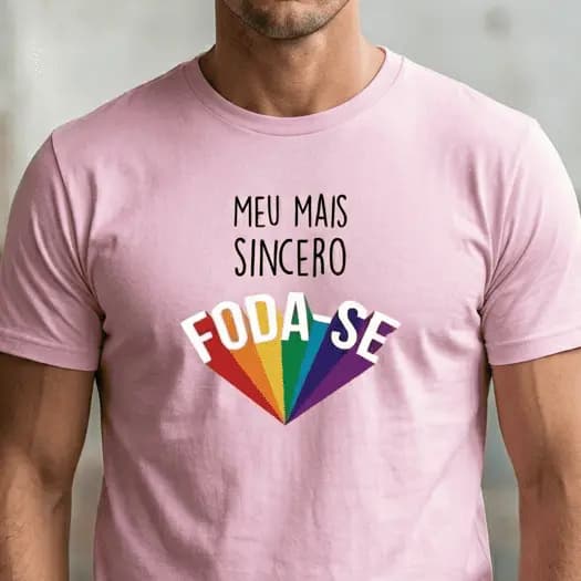 Camiseta algodão adulto Sincero arco iris divertida