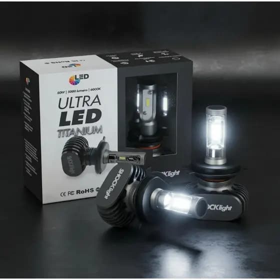 Kit 2 Lâmpada Farol Ultra Led Titanium Shocklight 10000 Lumens Farol alto baixo neblina farolete forte potente branco po