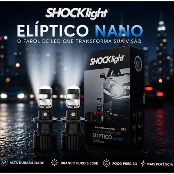 Farol Led Mini Projetor Elíptico Canhão Fácil Instalação