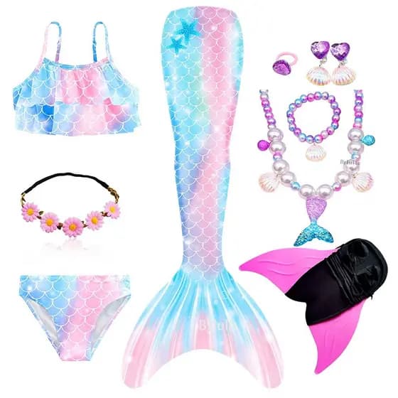 Roupa de banho feminina Cauda de Sereia Roupa de praia Cosplay de praia Roupa de banho infantil