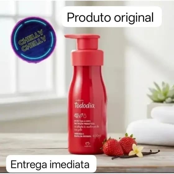 Tododia Morango e Baunilha Dourada Natura 400ml Creme Nutritivo Corporal - Hidratação Profunda e Nutriçã