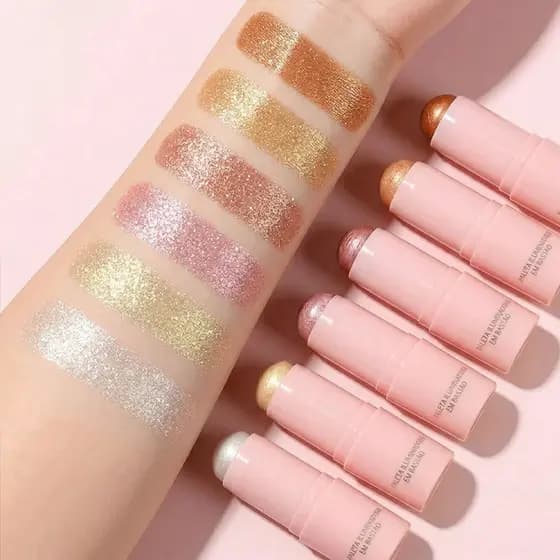 🌸Axiu🌸Iluminador em Bastão Highlighter Stick Cremoso com Brilho Perolado Efeito Molhado e Pele Radiante 5.12