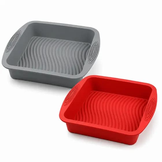 Forma Silicone Quadrada 21cm Antiaderente Forno Microondas Desenforme Fácil Para Receitas Bolos