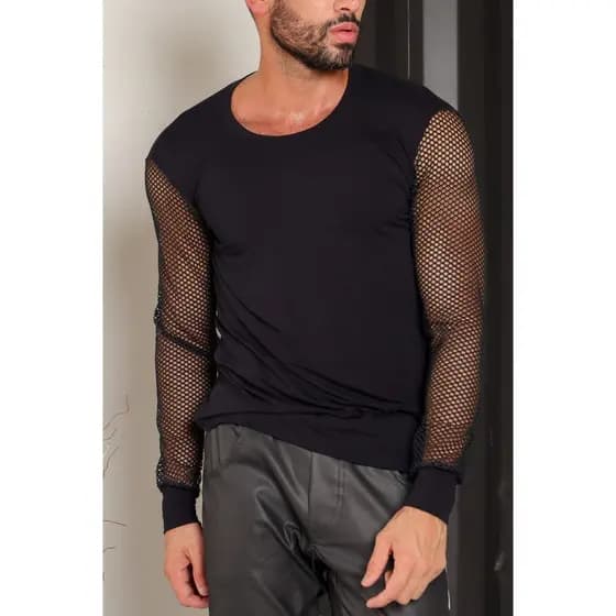 Camiseta Masculina JotaVê Manga Longa em Viscolycra Mangas em Arrastão Moda Casual