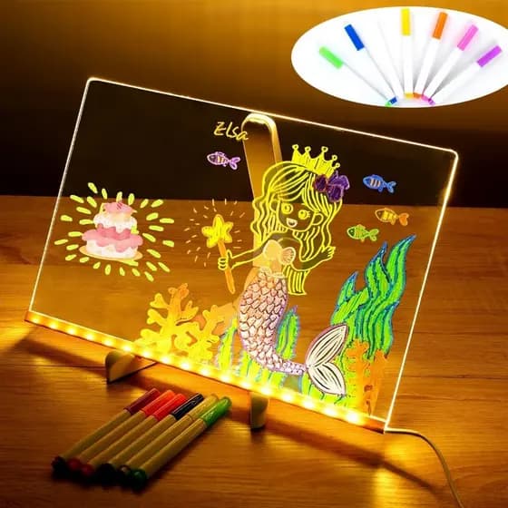 Luminária LED Escrever Abajur 3D Quadro De Notas Cores Mensagens Acrílico Iluminado Apagamento 15x15 20x20 30x20 yb