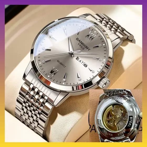 Relógio mecânico turbilhão totalmente automático estilo suíço, calendário duplo masculino, luminoso, à prova d'água, mod