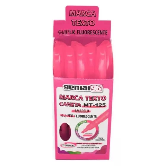 Marca-Texto MT-125 Rosa - Caixa com 12 unidades - Gramp Line