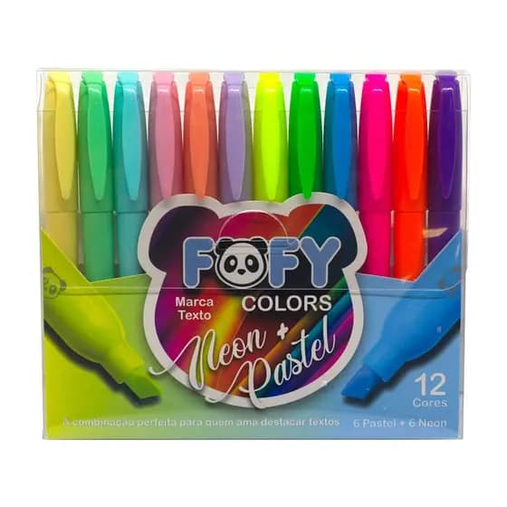 Marca-Texto Neon + Pastel com 12 Cores - Fofy