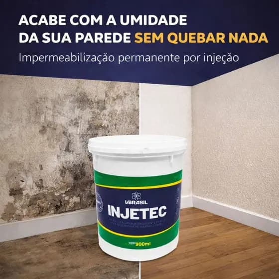 Injetec 900ml Impermeabilizante Contra Umidade Ascendente Sem Quebrar Parede VBRASIL