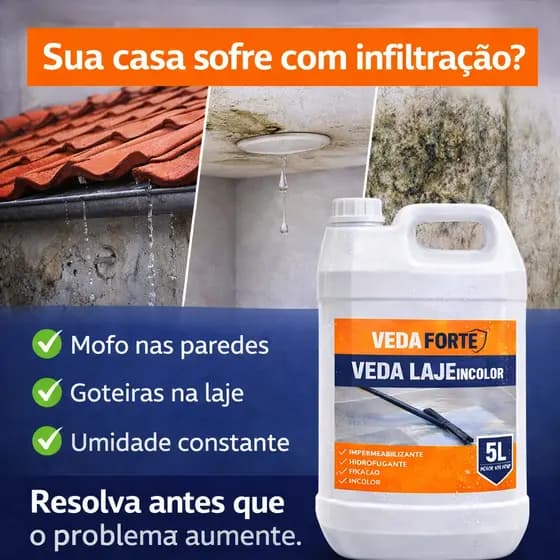 Veda Laje Impermeabilizante Líquido Incolor 5 Litros Veda Forte