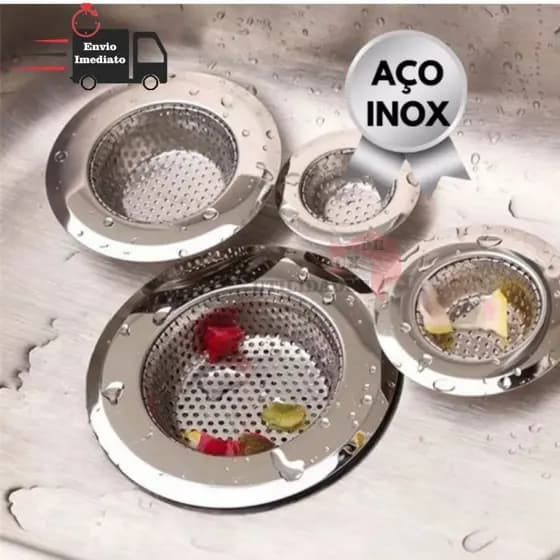 Ralo de Pia Para Cozinha Aço Inox Original Resistente 5,4cm 7,2cm 9,0cm 11,5cm