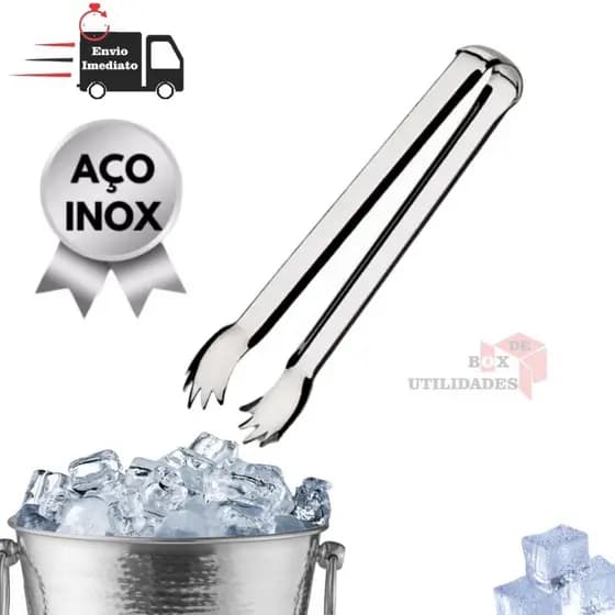 Pegador De Gelo Frutas De Inox Com Garra Para Drinks e Gelo Pinça