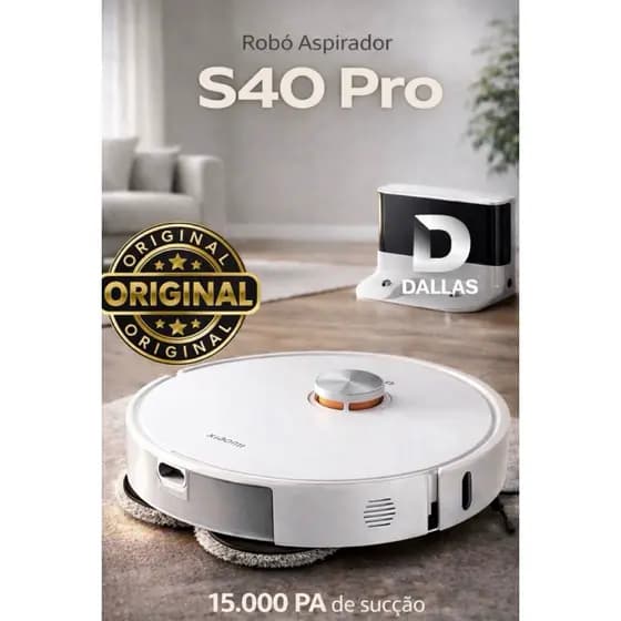 Robô aspirador S40 Pro Potencia 15.000Pa Aspira e passa pano Bivolt original 2026