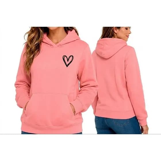 Blusa Moletom Feminino Fofo De Coração Minimalista Feminino Casaco Feminino