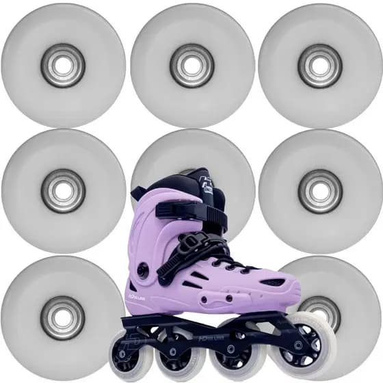 8 Rodas Patins In Line 80mm 82A com rolamentos Abec incluso