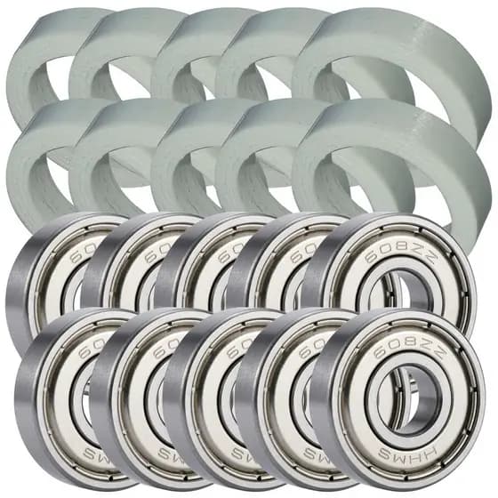 10 Calços Suporte 30mm + 10 Rolamentos 608ZZ Universal Mancal Ventilador Substitui Buchas Universal