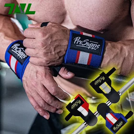 1 Par de PROSUPPS II Munhequeira Profissional Elástica Alta Compressão Performance pulso proteção para levantamento de pesos Ajustável Alivia Dor Fitness Crossfit