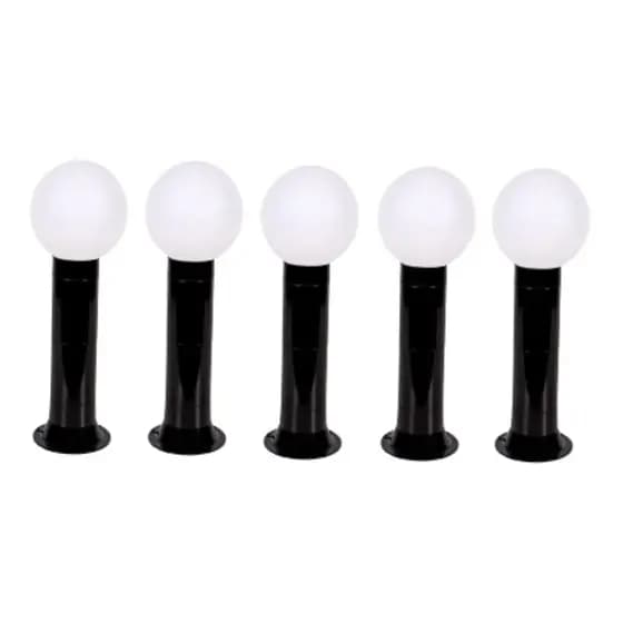 Poste Balizador Luminária Globo Jardim 55cm Preto Kit 5