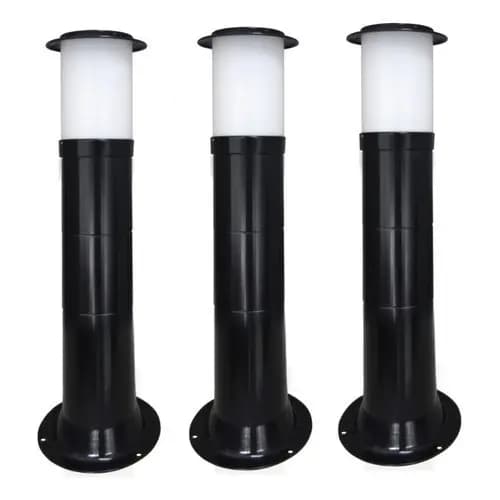 Poste Balizador Luminária Casa Sítio Jardim 50cm Preto Kit 3