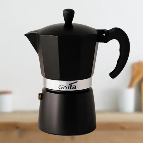 Cafeteira Italiana Original Preta 6 Xícaras 300ml Café Premium Alumínio Casita