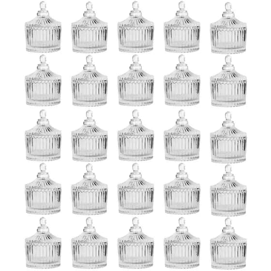 Kit Com 25 Mini Bomboniere Potiche Decoração Aniversário Casamento Lembrancinha de Vidro Presente