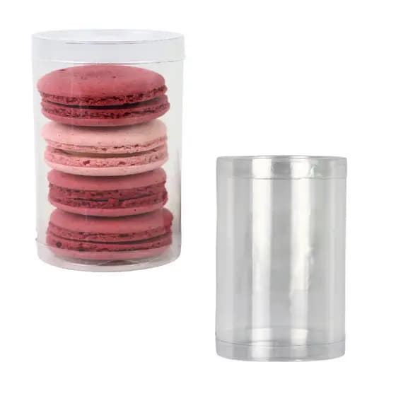 Tubo De Acetato 5x10cm P/ 4 Macarons Doces Decoração Artesanato Lembrancinha Festas Pct c/ 6 un