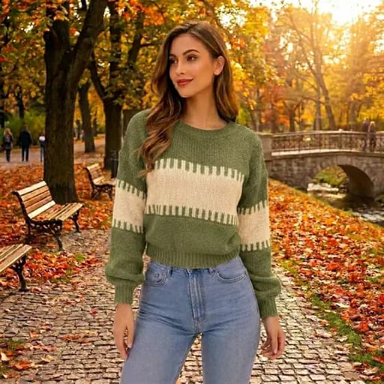 Blusa Tricô Feminina Manga Longa Estampa Modern- Confortável Inverno Elegante-Casual - ROTTA MALHAS