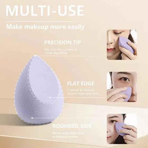KIT 12 Novo estilo esponja de maquiagem, formato de gota com corte inclinado várias maneiras de usar