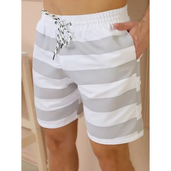 Short Tactel Grosso Masculino Mauricinho Adulto Surf Praia Piscina Secagem Rápida Academia Bermuda Verão listrada
