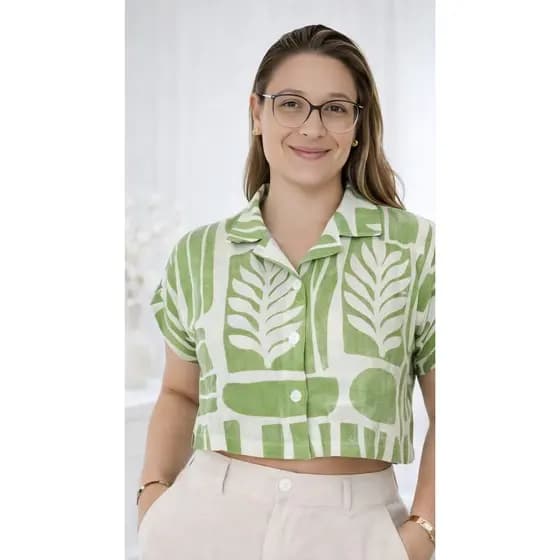Blusa Semi Cropped Feminina Manga Curta Estampada Casual Várias Estampas