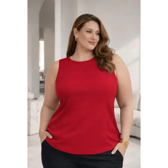 Blusa Feminina Regata Várias Cores com Laço nas Costas Casual Festa Elegante Creppe Duna