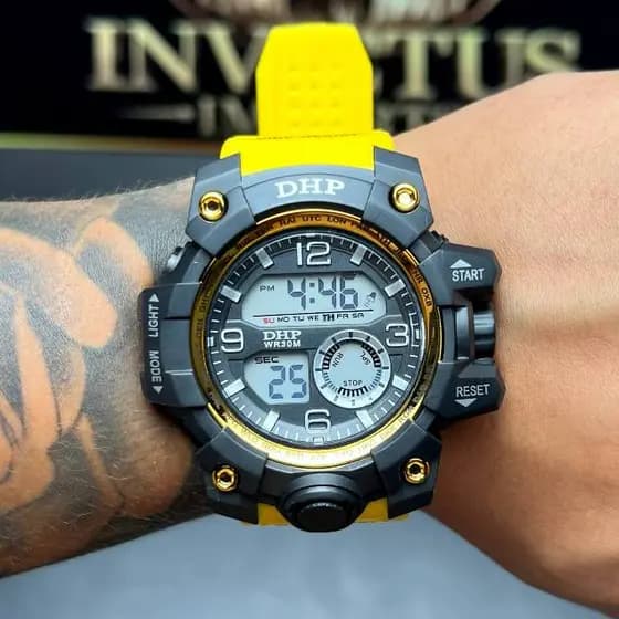 Relógio DHP Masculino Esportivo Original Militar Digital Shock APROVA D'ÁGUA Para Homens Funções Cronometro Luminoso