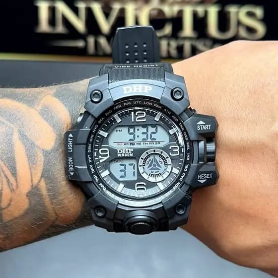 Relógio Masculino Esportivo DHP Militar Digital Shock APROVA D'ÁGUA Original Para Homens Funções Cronometro Luminoso