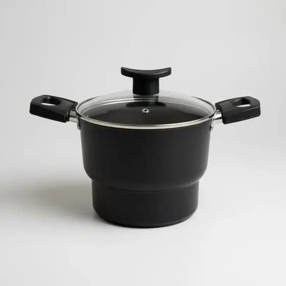 Cuscuzeiro Antiaderente 16cm Com Tampa de Vidro Alumínio Com 5 Camadas de Teflon Cuscuz Nordestino