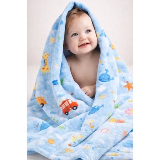 Kit 2 Manta Cobertor de Bebe Estampada 1,00 x 0,80m para Berço Lançamento