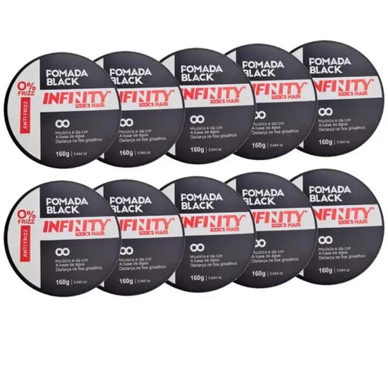 Kit 10x Cera Modeladora 160g Black Infinity | Disfarça os fios grisalhos | Alta Fixação | Anti Frizz