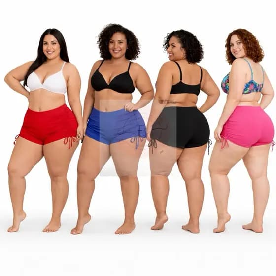 Sunquíni Shortinho Plus Size Cordinha Moda Praia