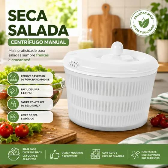 Centrífuga De Salada Secador Verduras Manual 4,5 Litros