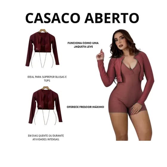 Casaco Fitness Feminino Premium Suplex Manga Comprida