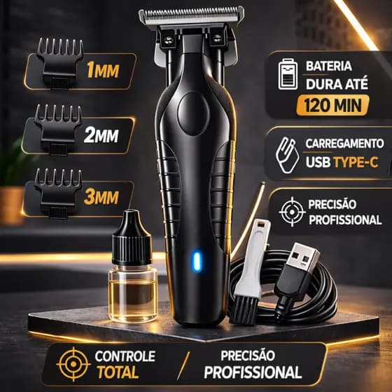Máquina De Cortar Cabelo Barba E Acabamento Profissional Recarregável Sem Fio Usb Aparador Maxnova Premium Alta Precisão