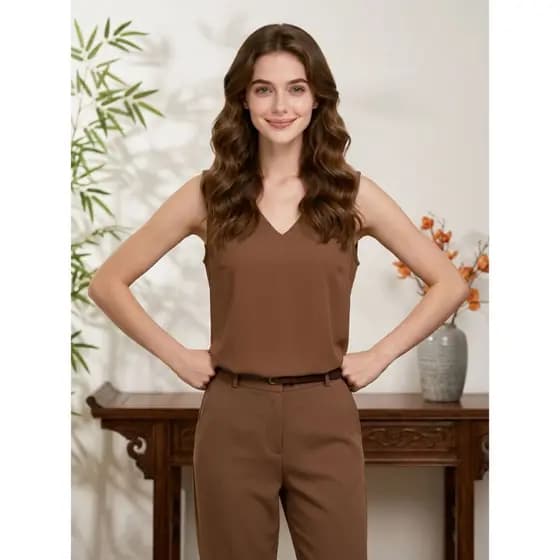 Blusa Feminina Social Regata Alça Larga Tecido Duna Tendência Moda