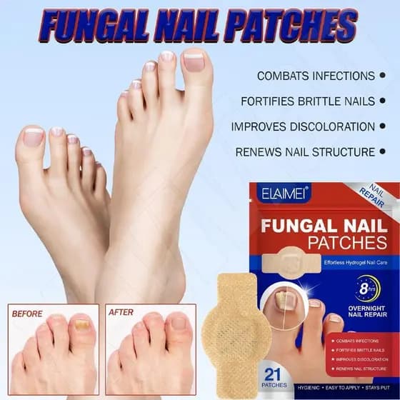 Patches De Unha 21 Peças , Reparação Noturna , Adesivos Respiráveis , Descoloração De Rachaduras , Cuidados Com Os Pés ,