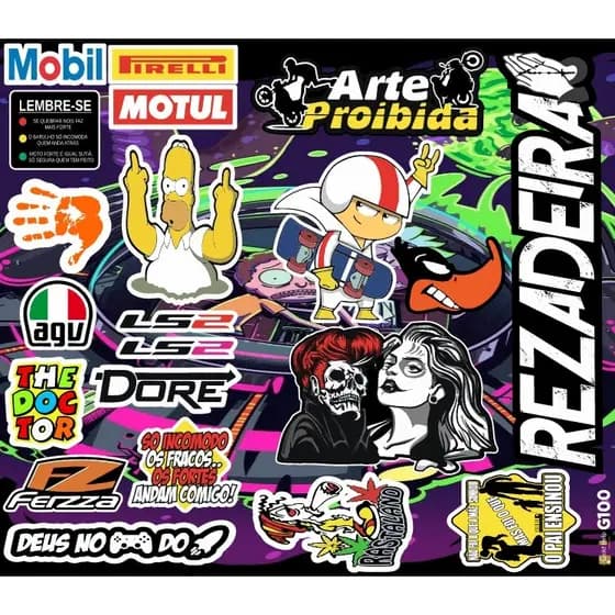 1 Mega Cartela de Adesivos: Bicicleta - Moto - Carro - Caderno - Caminhão - Modelo G100