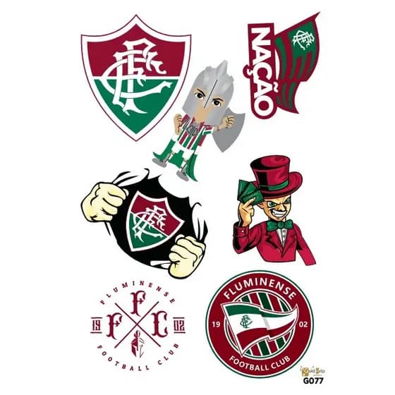 1 Cartela de Adesivos - Time de Futebol Fluminense - C/ 7 Adesivos