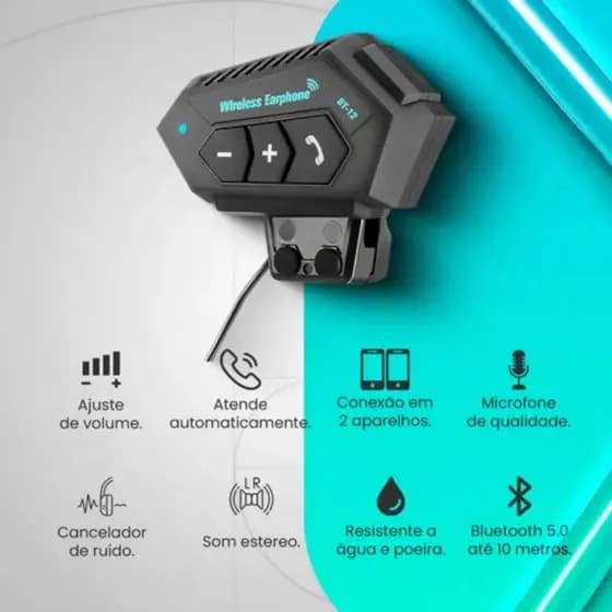 Capacete Comunicador Motocicleta Fone de Ouvido Sem Fio Bluetooth - OHF STORE
