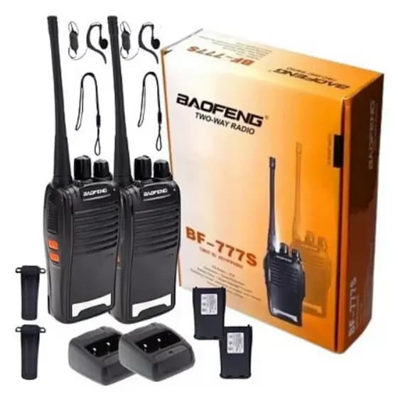Kit 2 Rádio Comunicador Walk Talk Baofeng 777s com 16 Canais Alcance de 12Km