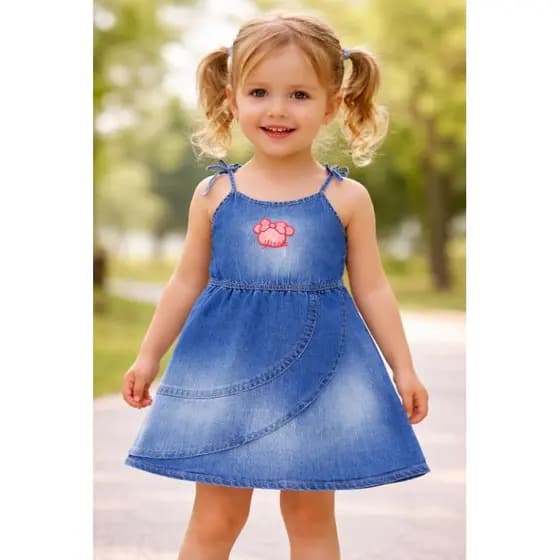 vestido infantil jeans, vestido Minnie, roupa infantil feminina, vestido bebê menina, vestido jeans leve