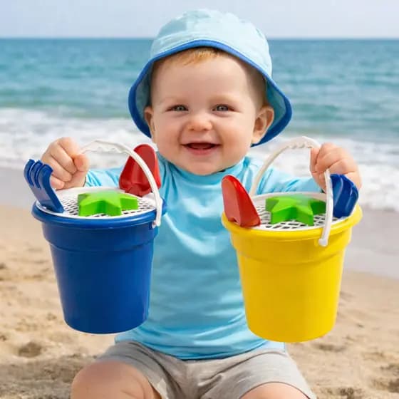 Baldinho Praia Infantil Kit Completo Formas Areia Brinquedo Verão Praia Criança Cores Sortidas