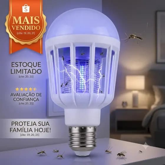 Lâmpada Mata Mosquito LED UV Repelente Elétrico Anti Pernilongo Luz Noturna Silenciosa Bivolt