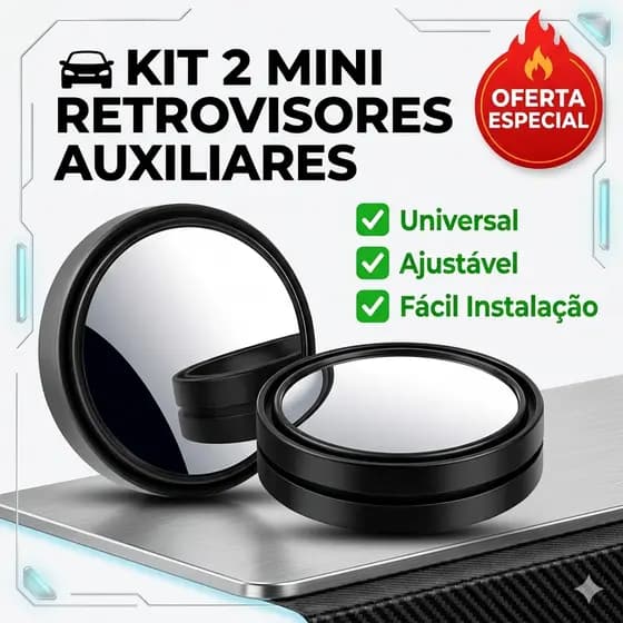 Kit 02 Mini Retrovisor Auxiliares Universal Ponto Cego